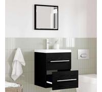 Mokuyary Juego de muebles de baño con cajones, color negro, 41 x 38,5 x 48 cm, mueble de baño para baño, cocina, salón, pasillo