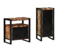 Mokuyary Juego de muebles de baño con estante, 2 unidades de madera maciza reciclada, armario auxiliar para baño, comedor, cocina, moderno