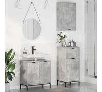 Mokuyary Juego de muebles de baño con estante, 3 piezas, color gris hormigón, armario de baño, armario lateral para baño, comedor, cocina, moderno