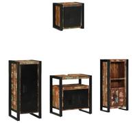 Mokuyary Juego de muebles de baño con estante, 4 unidades, madera maciza reciclada, armario auxiliar para baño, comedor, 40 x 35 x 90 cm