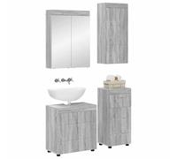 Mokuyary Juego de muebles de baño con estante Tulum gris Sonoma de madera de Sonoma, armario para debajo del lavabo, armario de baño, armario de baño, mueble para baño, cocina, mueble de baño -B