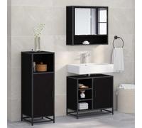 Mokuyary Juego de muebles de baño de madera de roble negro, 3 unidades, para baño, cocina, salón, pasillo, A10