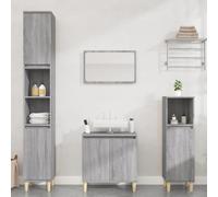 Mokuyary Juego de muebles de baño de madera Sonoma gris 3 piezas de muebles de baño para baño, cocina, salón, pasillo A3