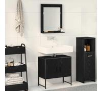 Mokuyary Juego de muebles de baño montados en la pared, 2 unidades, color negro, madera, mueble de baño para baño, cocina, salón, pasillo A1