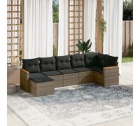 Mokuyary Juego de muebles de jardín con cojines de polirratán gris de 7 piezas, juego de muebles de exterior, muebles de terraza, salón de jardín, para terraza, balcón, jardín A30