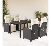 Mokuyary Juego de muebles de jardín con cojines de polirratán negro, juego de muebles de jardín con sillas y mesa, muebles de balcón, juego de muebles de exterior para terraza, jardín, balcón A30