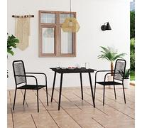 Mokuyary Juego de muebles de jardín de 3 piezas, cuerda de algodón y acero, color negro