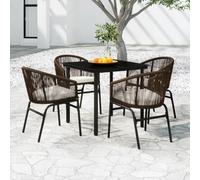 Mokuyary Juego de muebles de jardín de 5 piezas, color marrón, conjunto de muebles de jardín con sillas y mesa, muebles de balcón, juego de muebles de exterior para terraza, jardín, balcón -F