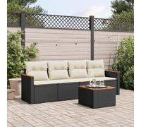 Mokuyary Juego de muebles de jardín de 5 piezas con cojines de polirratán negro, juego de muebles de exterior, muebles de terraza, salón de jardín, para terraza, balcón, jardín A30