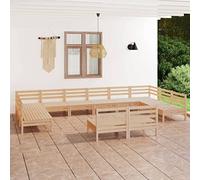 Mokuyary Juego de muebles de jardín de madera maciza de pino, 12 piezas, muebles de exterior, muebles de terraza, salón de jardín, para terraza, balcón, jardín