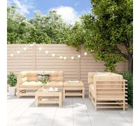 Mokuyary Juego de muebles de jardín de madera maciza de pino, 6 piezas, juego de muebles de exterior, muebles de terraza, salón de jardín, para terraza, balcón, jardín -F