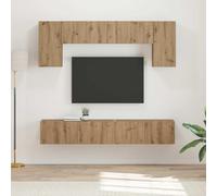 Mokuyary Juego de muebles de TV montado en la pared, 4 unidades, color blanco brillante, material de madera, conjunto modular de salón, soporte de TV multiposición, para colgar en la pared del salón