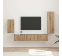 Mokuyary Juego de muebles de TV montado en la pared, 4 unidades, roble Artisan, material de madera, unidad de pared modular, juego de salón multiposición, muebles de madera para colgar en la pared del