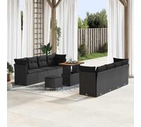 Mokuyary Juego de sofá de jardín, 11 unidades, color negro, poliratán para balcón, muebles de balcón, exteriores, jardín, jardín, color negro, 90 cm, longitud de tafetán M336K459