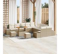 Mokuyary Juego de sofás de jardín con cojines, 13 piezas beige de polirratán, juego de muebles de jardín para exteriores, muebles de terraza, salón de jardín, para terraza, balcón, jardín -J