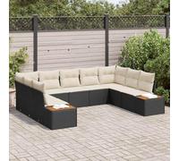 Mokuyary Juego de sofás de jardín con cojines de 5 piezas, color negro y crema, poliratán, polirratán, sofá de jardín para jardín, terraza, balcón tipo 1