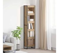 Mokuyary - Librería de roble artesanal 80 x 30 x 155 cm, madera de ingeniería, armario de almacenamiento con compartimentos para salón, oficina, dormitorio -C