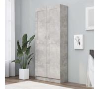 Mokuyary Librería en color gris hormigón 82,5x30,5x185,5 cm Librería de madera, armario alto, armario para salón, cocina, comedor, oficina