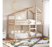 Mokuyary Litera con techo, 80 x 200 cm, madera maciza de pino, cama con somier, plataforma, marco de cama sin colchón, fácil montaje para dormitorio, habitación de invitados, A1