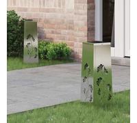 Mokuyary - Luz de camino LED solar de 2 piezas, acero galvanizado, lámpara de exterior para pasillo, patio, macizos de flores, caminos -D