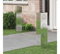 Mokuyary - Luz de camino LED solar de 2 piezas, acero inoxidable, lámpara de exterior para pasillo, patio, macizos de flores, caminos -J