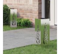 Mokuyary - Luz de camino LED solar de 2 piezas, acero inoxidable, lámpara de exterior para pasillo, patio, macizos de flores, caminos -K