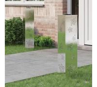 Mokuyary - Luz de camino LED solar de 2 piezas, acero inoxidable, lámpara de exterior para pasillo, patio, macizos de flores, caminos -F