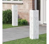 Mokuyary - Luz de camino LED solar de 2 piezas, color blanco, acero laminado en frío, lámpara de exterior para pasillo, patio, macizos de flores, caminos -N