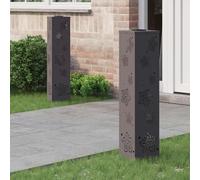 Mokuyary - Luz de camino LED solar de 2 piezas, color negro, acero laminado en frío, lámpara de exterior para pasillo, patio, macizos de flores, caminos -F