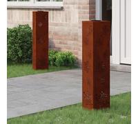 Mokuyary - Luz de camino LED solar de 2 piezas oxidada de acero patinado, lámpara de exterior para pasillo, patio, macizos de flores, caminos -B