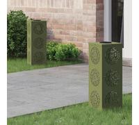 Mokuyary - Luz de camino LED solar de 2 piezas, verde oliva, lámpara de exterior para pasillo, patio, macizos de flores, caminos -I