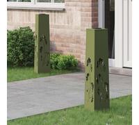 Mokuyary - Luz de camino LED solar de 2 piezas, verde oliva, lámpara de exterior para pasillo, patio, macizos de flores, caminos -G