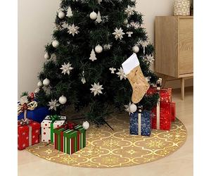 Mokuyary Manta de lujo para árbol de Navidad con calcetín, color amarillo, 150 cm, tela, falda para árbol de Navidad, decoración para fiestas navideñas