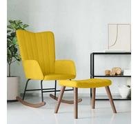 Mokuyary Mecedora con taburete de terciopelo amarillo mostaza para sala de estar, dormitorio -A