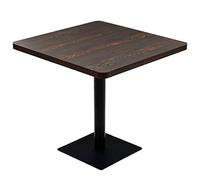 Mokuyary Mesa Bistro MDF y acero cuadrado 80 x 80 x 75 cm fresno oscuro mesa alta montaje fácil para bar, comedor, cocina, salón