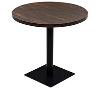 Mokuyary Mesa Bistro MDF y acero redondo, 80 x 75 cm, fresno oscuro, mesa de alta montaje, fácil para bar, comedor, cocina, salón