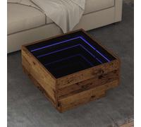 Mokuyary Mesa de Café Madera Vieja 50 x 50 x 30 cm Madera contrachapada Modern Simplistic Mesa de Centro LED para Dormitorio u Oficina en casa