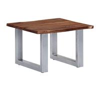Mokuyary Mesa de Centro Borde Natural Madera Maciza Acacia 60x60x40 cm pequeña mesita de Centro de Salon para Sofa,Comedor,Dormitorio Balcon y Cafeteria