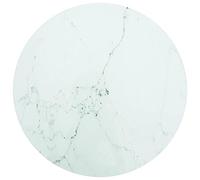 Mokuyary - Mesa de comedor, color blanco, diámetro de 50 x 0,8 cm, cristal templado con diseño de mármol, bandeja de repuesto para mesa baja, mesa de comedor, oficina, cocina