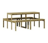 Mokuyary Mesa de pícnic, 160 x 134 x 75 cm, madera de pino impregnada, mesa de jardín, balcón, mesa de comedor, mesa de exterior, mesa de fiesta para jardín, terraza, balcón