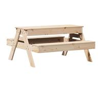 Mokuyary Mesa de picnic con caja de arena para niños, madera maciza de pino, mesa de jardín, mesa de balcón, mesa de comedor, mesa de exterior, mesa de fiesta para jardín, terraza, balcón
