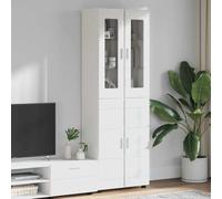 Mokuyary Mueble alto con estante Florin, color blanco, 60 x 35 x 182 cm, material de madera, aparador de cocina, armario auxiliar para salón, pasillo, cocina