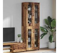 Mokuyary Mueble alto con puerta Florin madera envejecida 60 x 35 x 182 cm de material de madera aparador de cocina, armario auxiliar para salón, pasillo, cocina