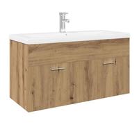 Mokuyary Mueble bajo lavabo con lavabo empotrado, roble Artisan, armario colgante para cuarto de baño con 2 puertas, armario bajo para baño, cocina, mueble de baño