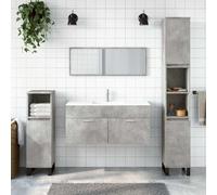 Mokuyary mueble de baño con espejo, gris hormigón, material de madera, armario de baño, armario lateral para baño, sala de estar, comedor, moderno