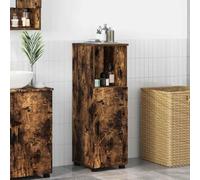 Mokuyary Mueble de baño con puerta de roble ahumado, 30 x 35 x 95 cm, mueble de baño para baño, cocina, salón, pasillo