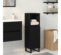 Mokuyary Mueble de baño con puerta de roble negro, 30 x 30 x 100 cm, mueble de baño para baño, cocina, salón, pasillo A3
