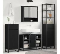 Mokuyary Mueble de baño con puerta de roble negro, 40 x 30 x 180 cm, para muebles de baño pequeños en hoteles, apartamentos, habitaciones de invitados