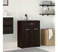 Mokuyary Mueble de baño con puerta de roble negro, 60 x 33 x 80 cm, para muebles de baño pequeños en hoteles, apartamentos, habitaciones de invitados