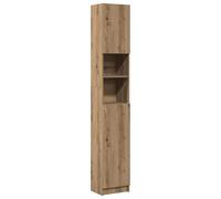 Mokuyary - Mueble de baño, roble artesanal, 32 x 25,5 x 190 cm, madera de ingeniería, armario de almacenamiento, armario para cuarto de baño, espacios pequeños
